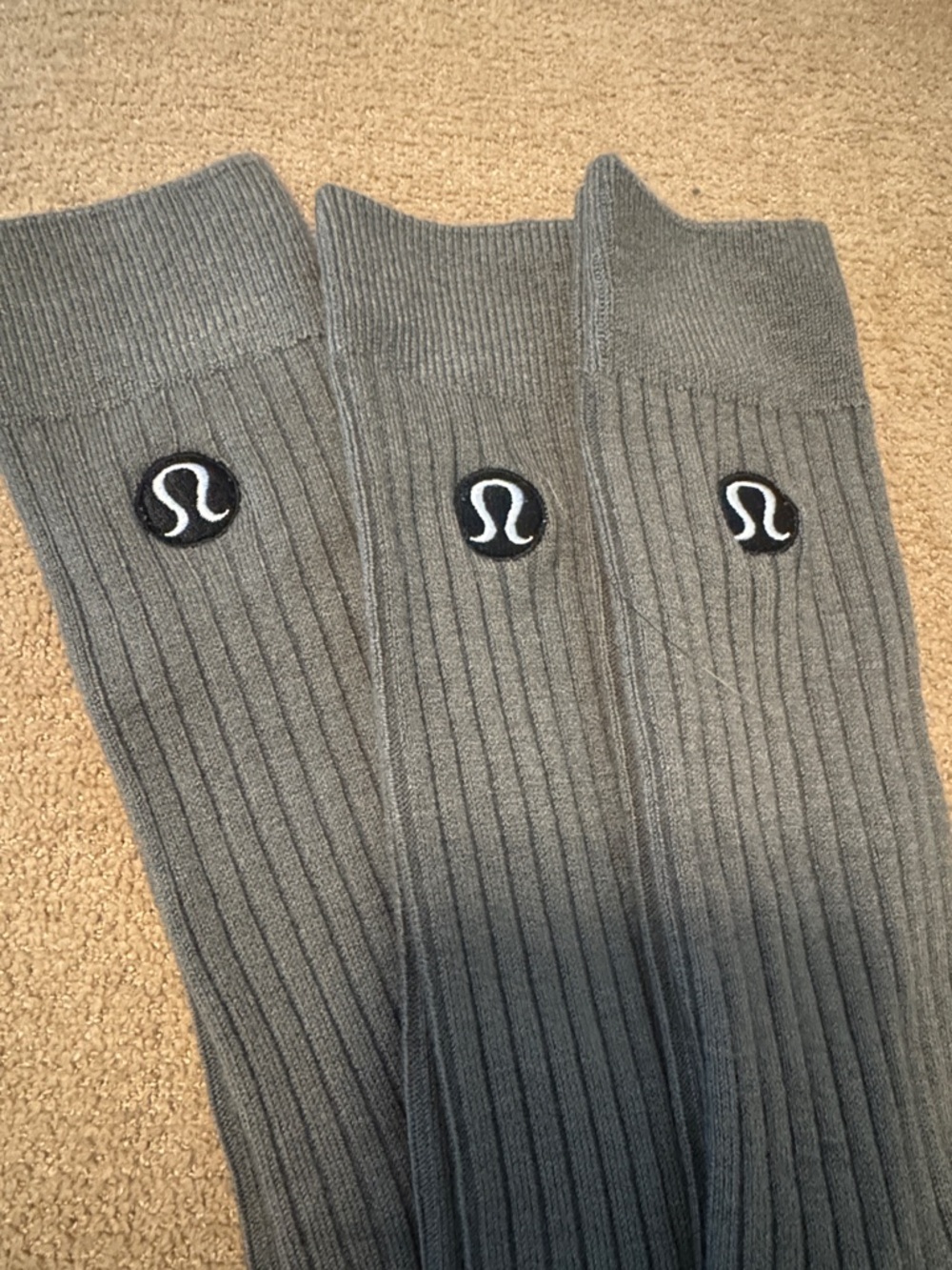 Lululemon athletica Unisex Grey Ribbed Crew Socks - Set of 3